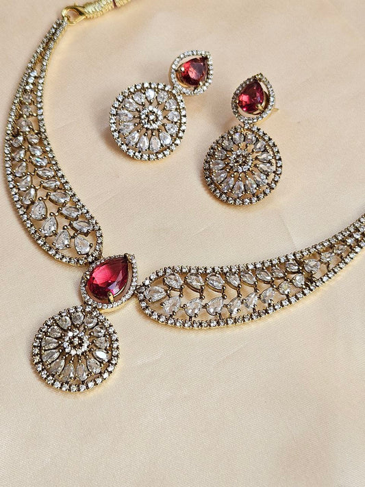 Harini Red Doublet AD Necklace