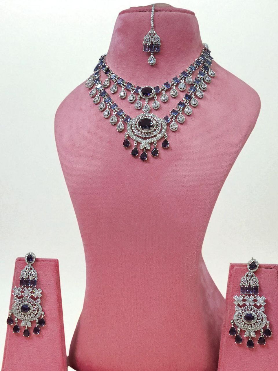 Purple 2-Layer Drops AD Necklace