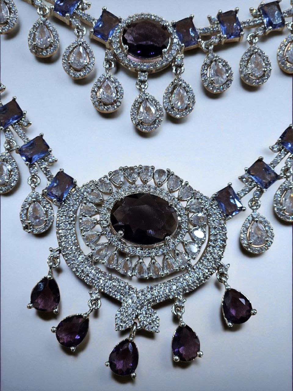 Purple 2-Layer Drops AD Necklace