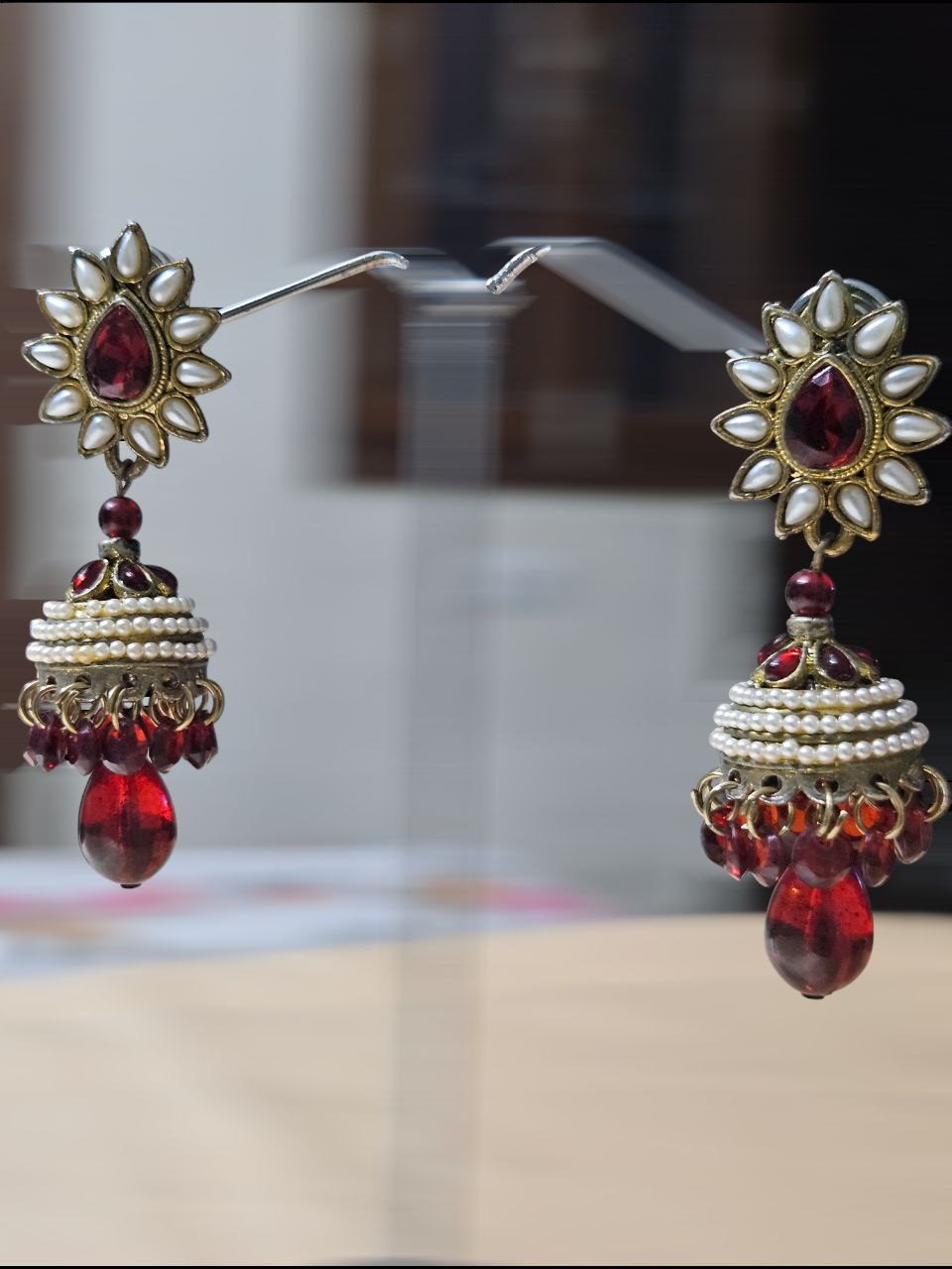 Aaradhya Red Jhumka