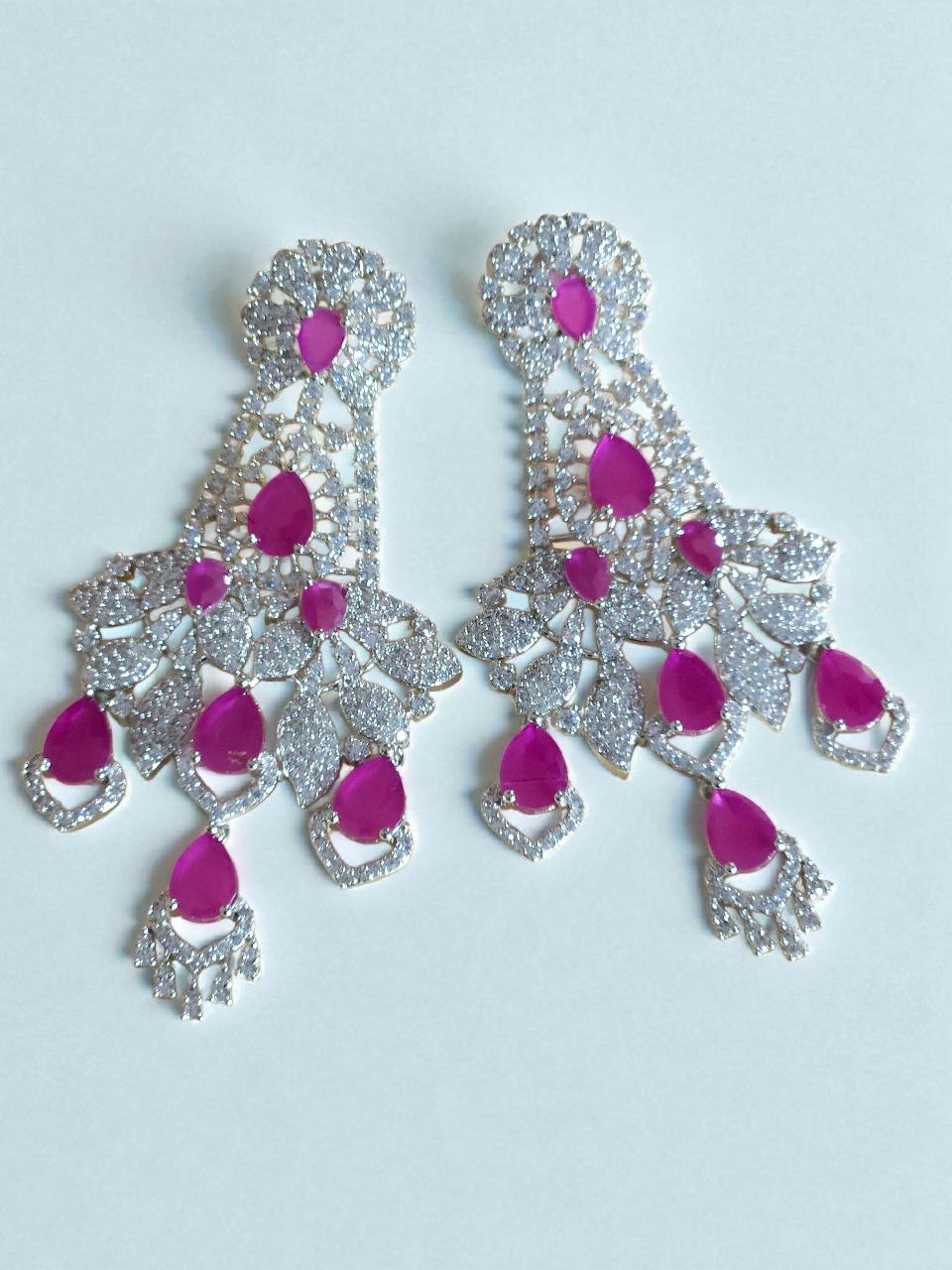 Premium Semi-Bridal Ruby AD Necklace