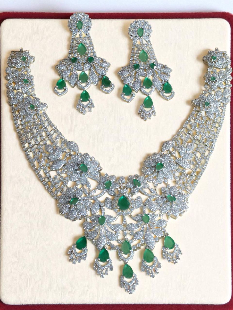 Premium Semi-Bridal Ruby AD Necklace