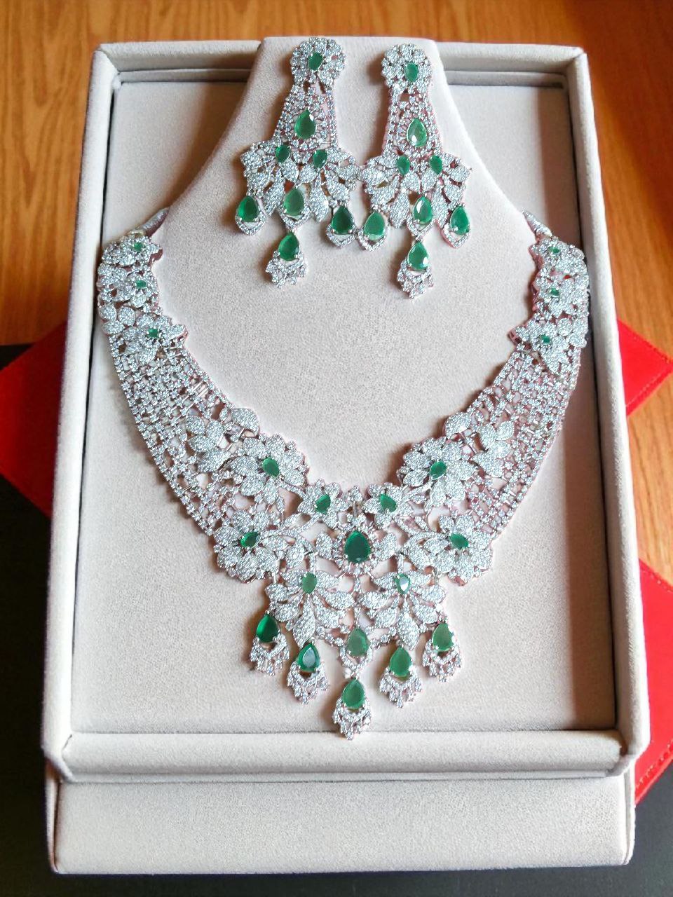 Premium Semi-Bridal Ruby AD Necklace
