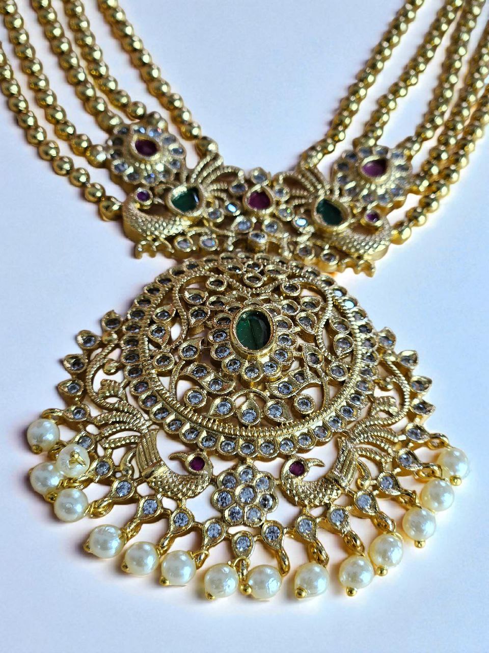 Jhumki Style Gold Temple Necklace