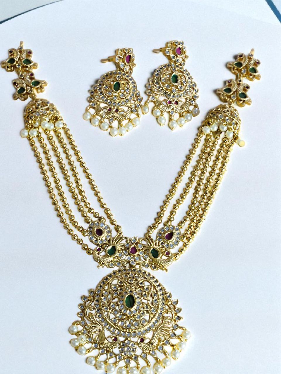 Jhumki Style Gold Temple Necklace