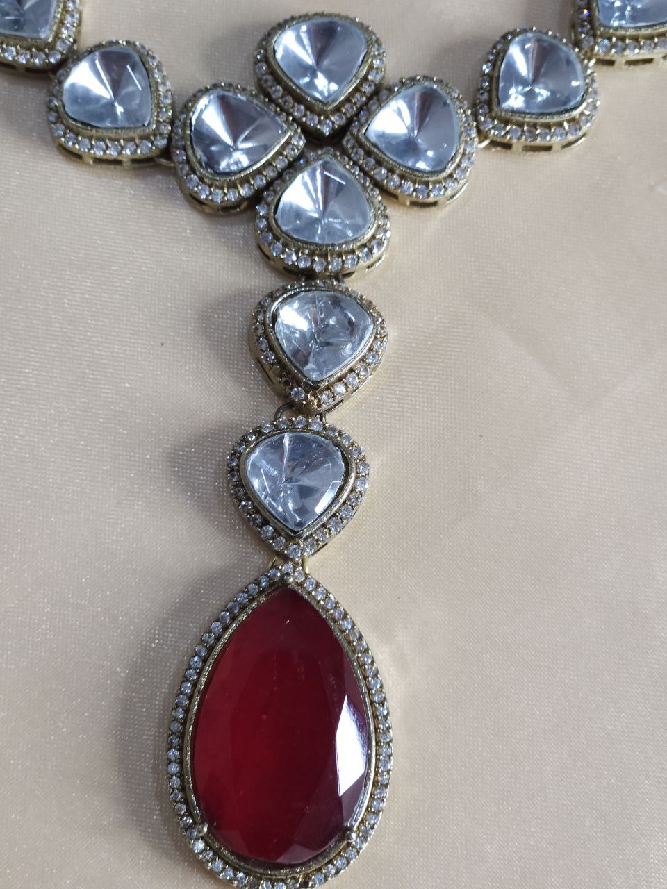 Red Moissanite Doublet AD Necklace