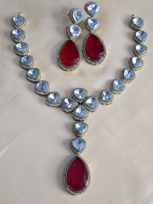 Red Moissanite Doublet AD Necklace