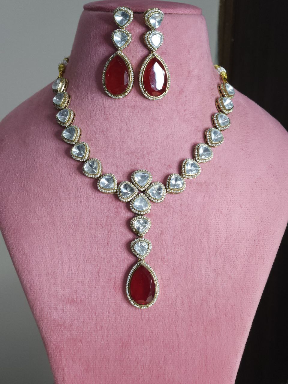Red Moissanite Doublet AD Necklace