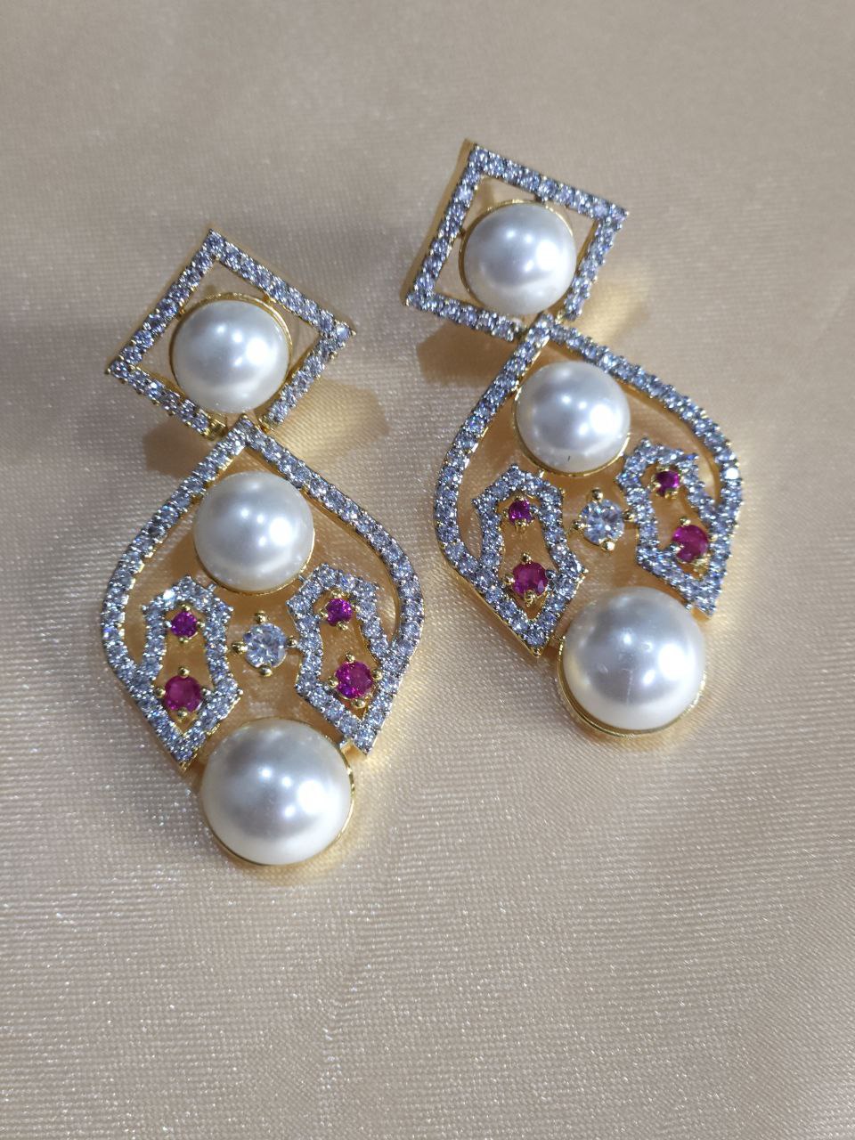 Premium Pearl Ruby AD necklace