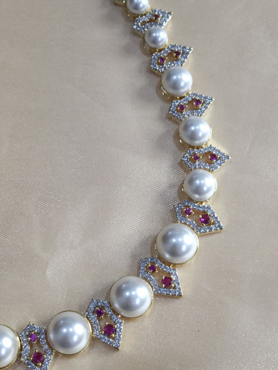 Premium Pearl Ruby AD necklace