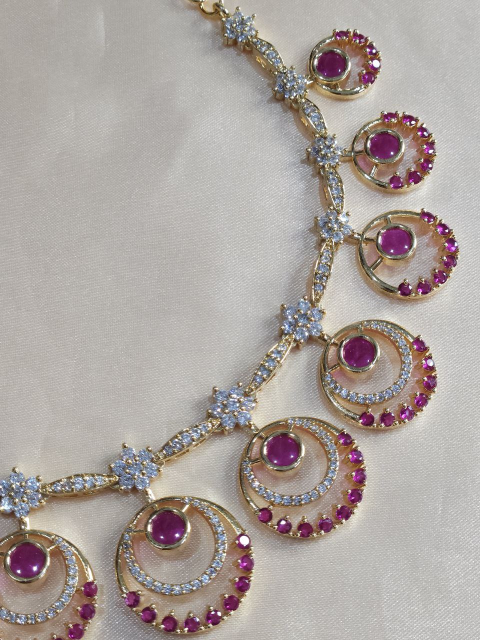 Premium Gold Ruby AD Necklace