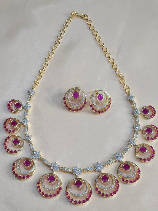 Premium Gold Ruby AD Necklace