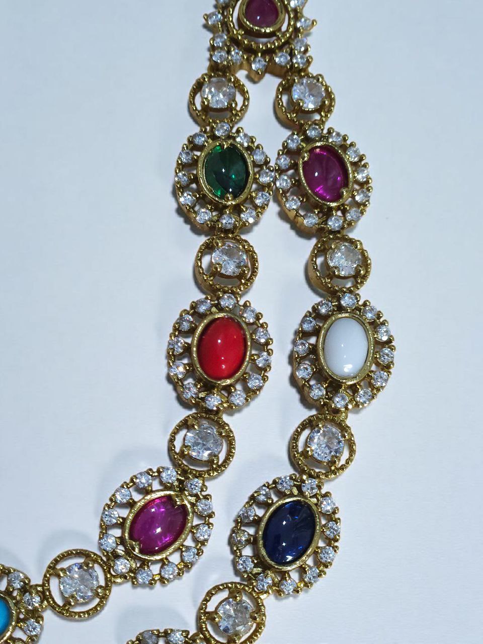 Premium Navratan 2-Layer AD Necklace