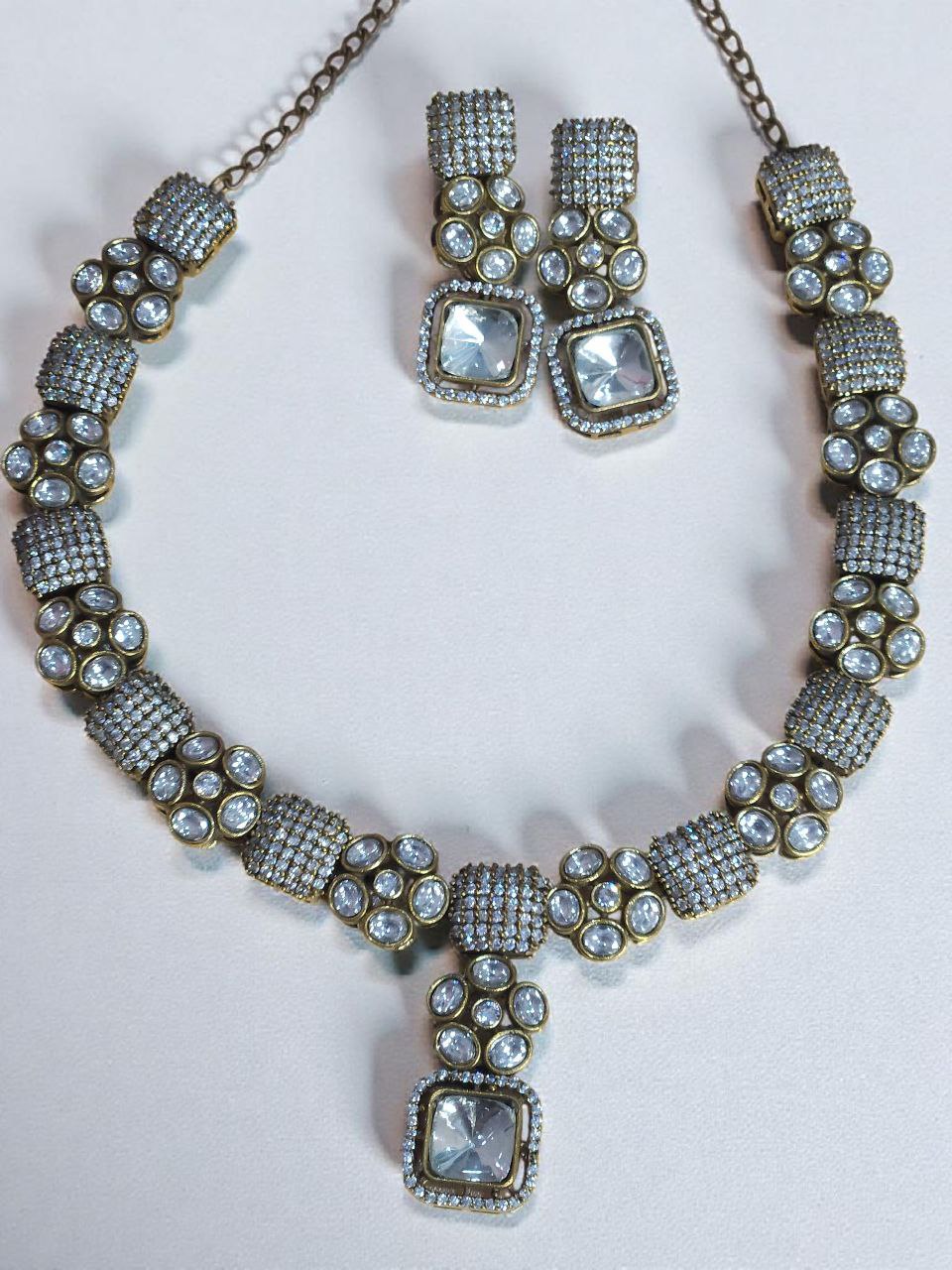 Premium Antique Polish Moissanite AD Necklace