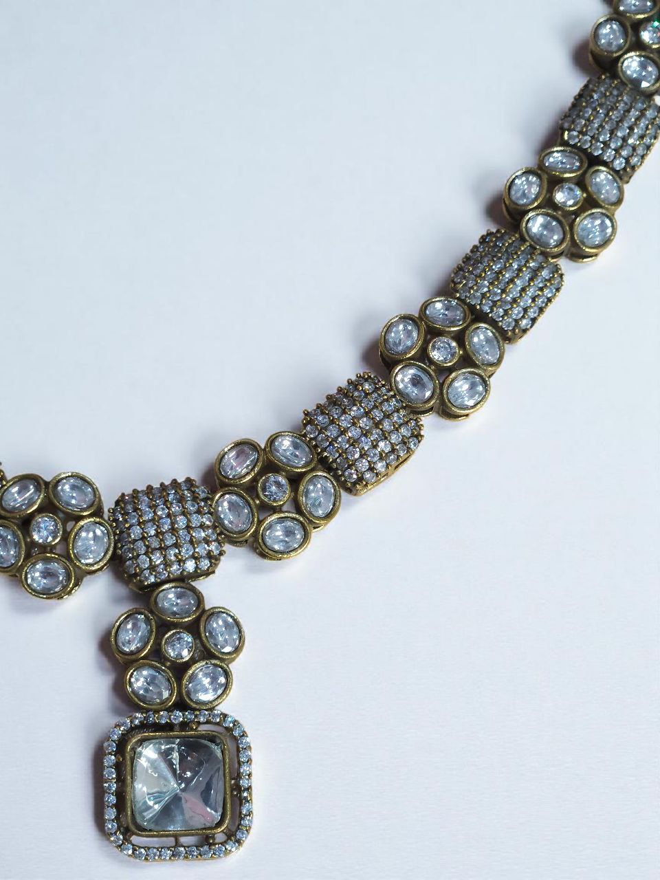 Premium Antique Polish Moissanite AD Necklace