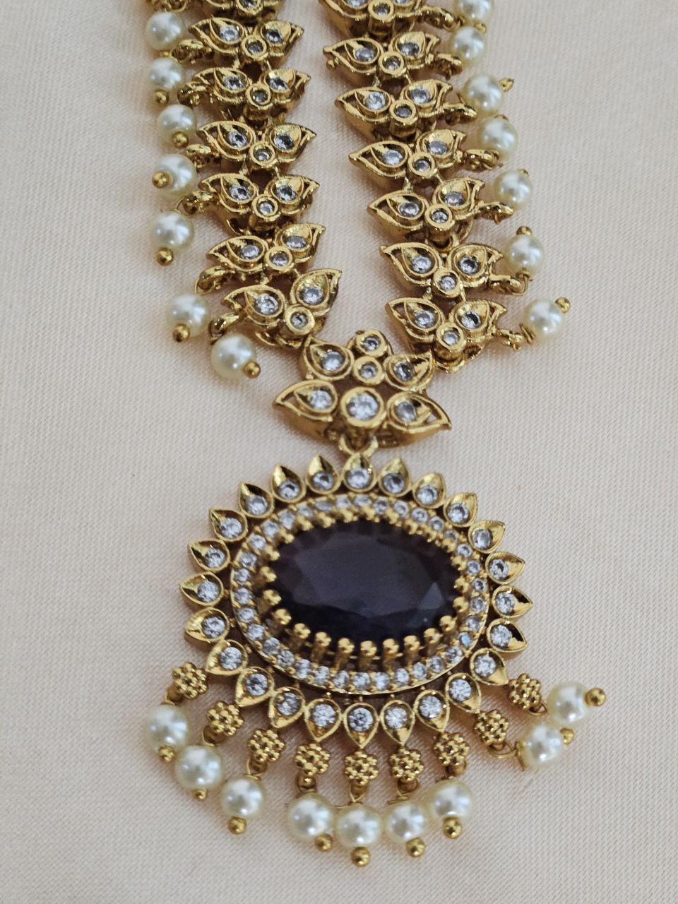 Purple Doublet Gold AD Necklace