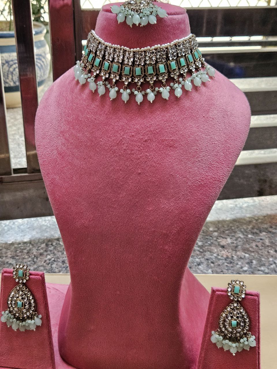 Mint Green Kundan Choker