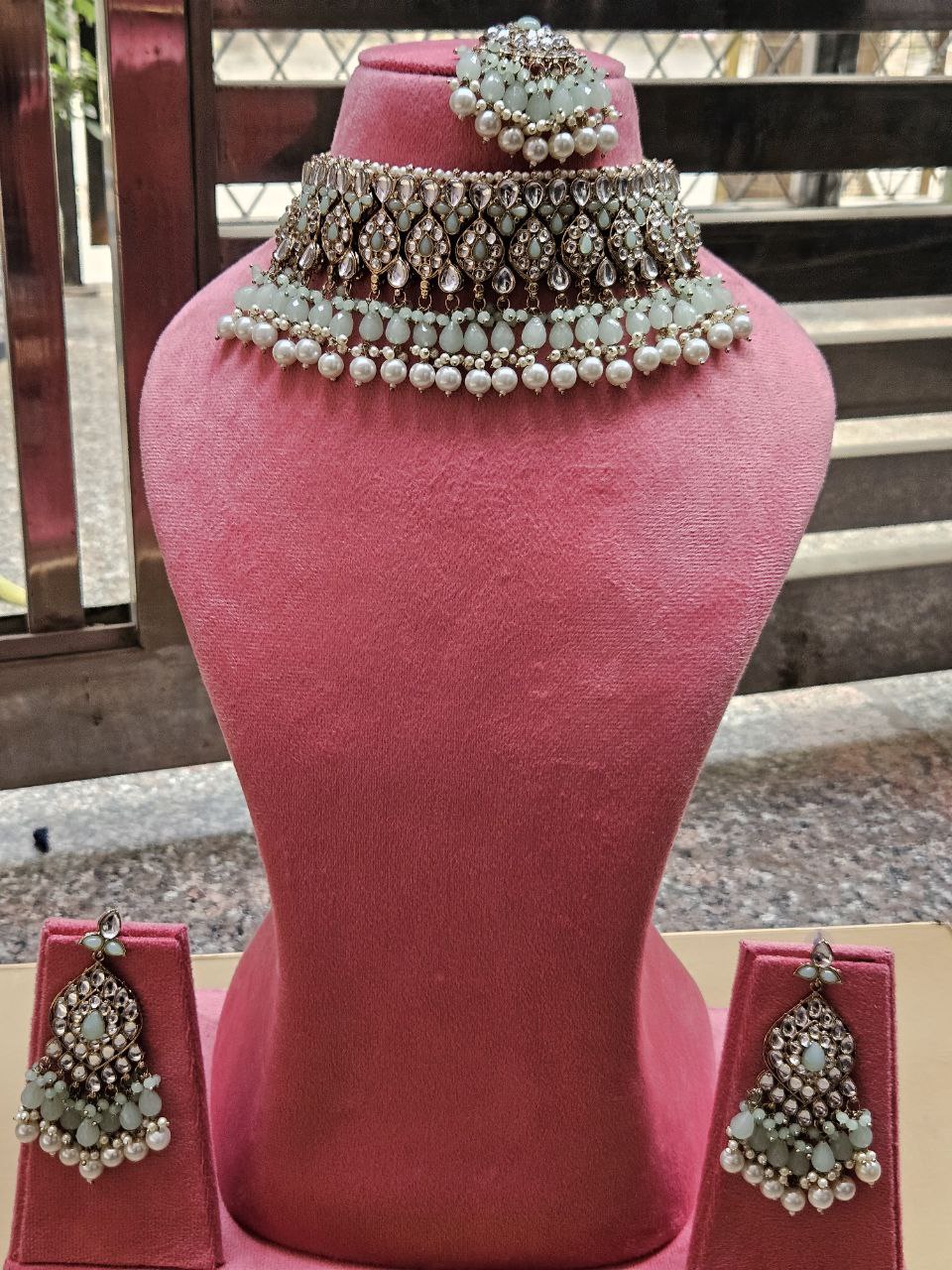 Mint Green Jhalar Choker