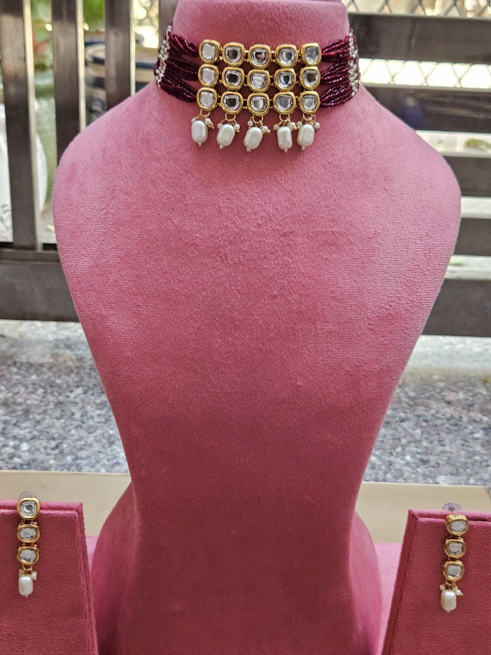 Maroon Mirror Choker