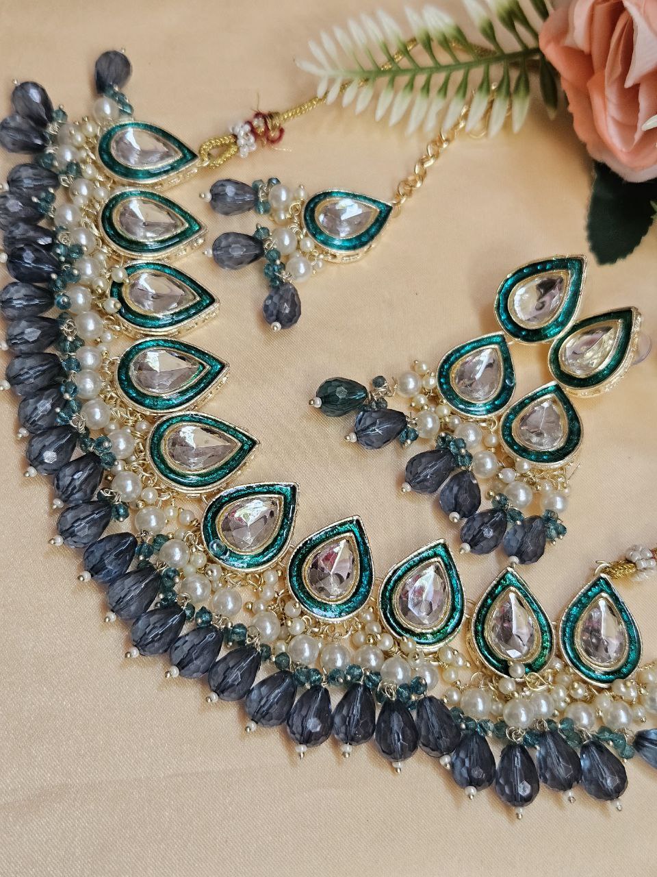 Peacock Green Kundan Necklace