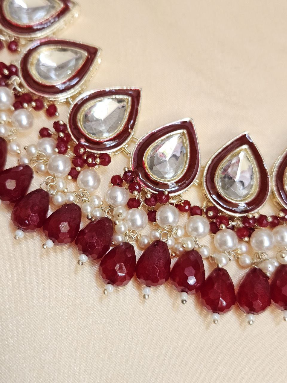 Maroon Kundan Necklace