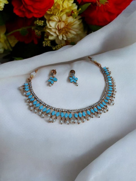 Sona Blue AD Necklace