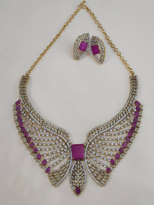 Premium Butterfly Ruby AD Necklace