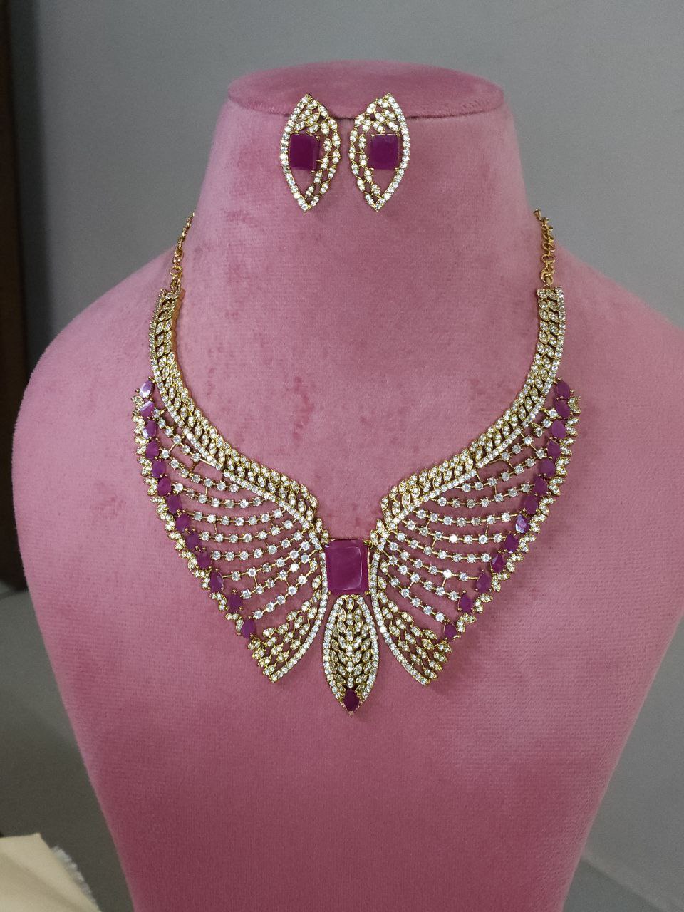 Premium Butterfly Ruby AD Necklace