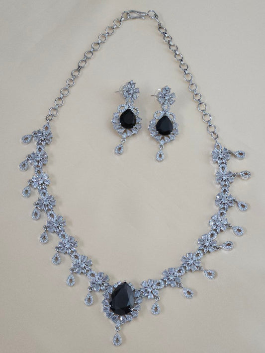 Mini Drops Black AD Necklace