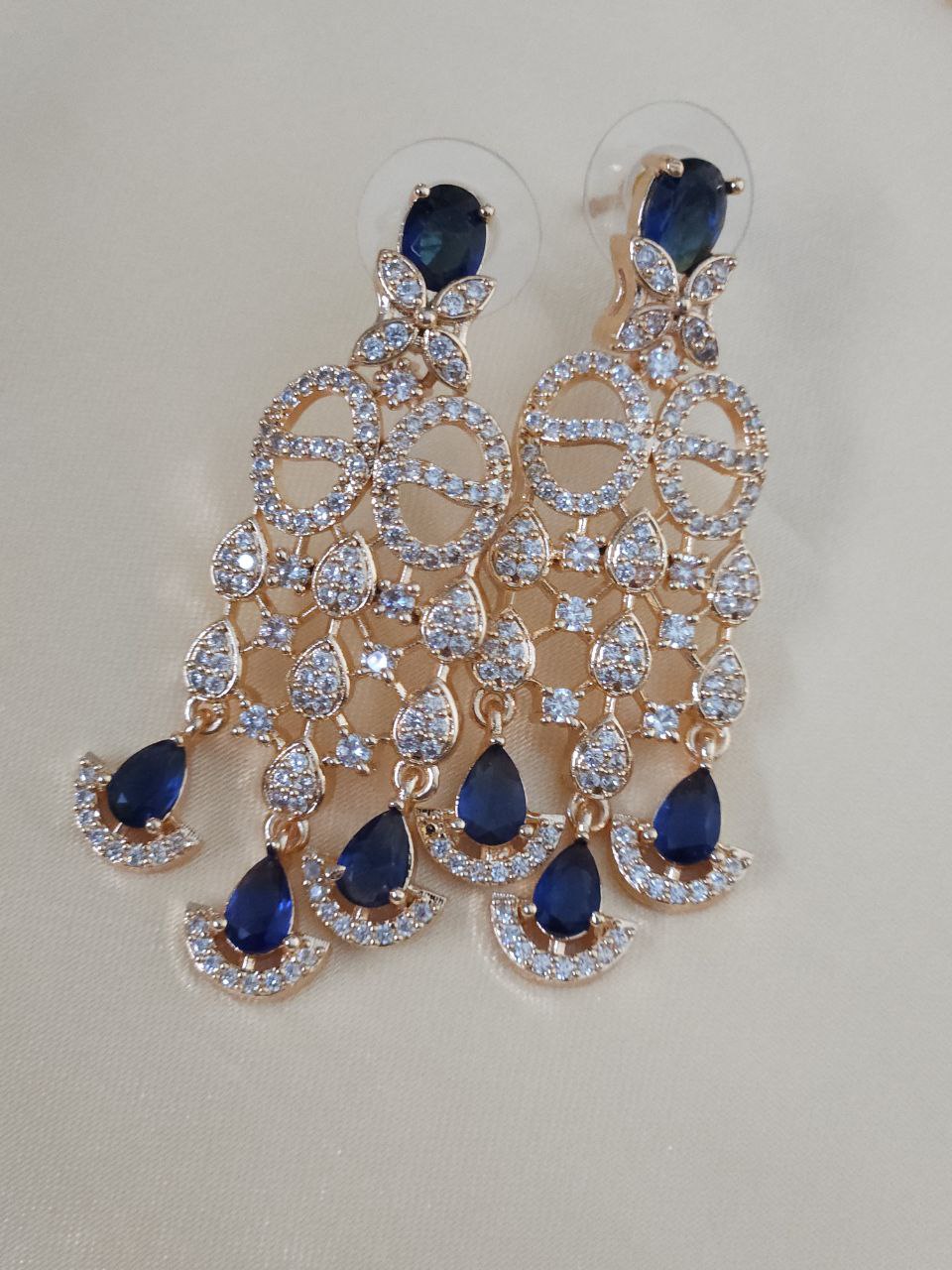 Rose Gold Blue AD Necklace