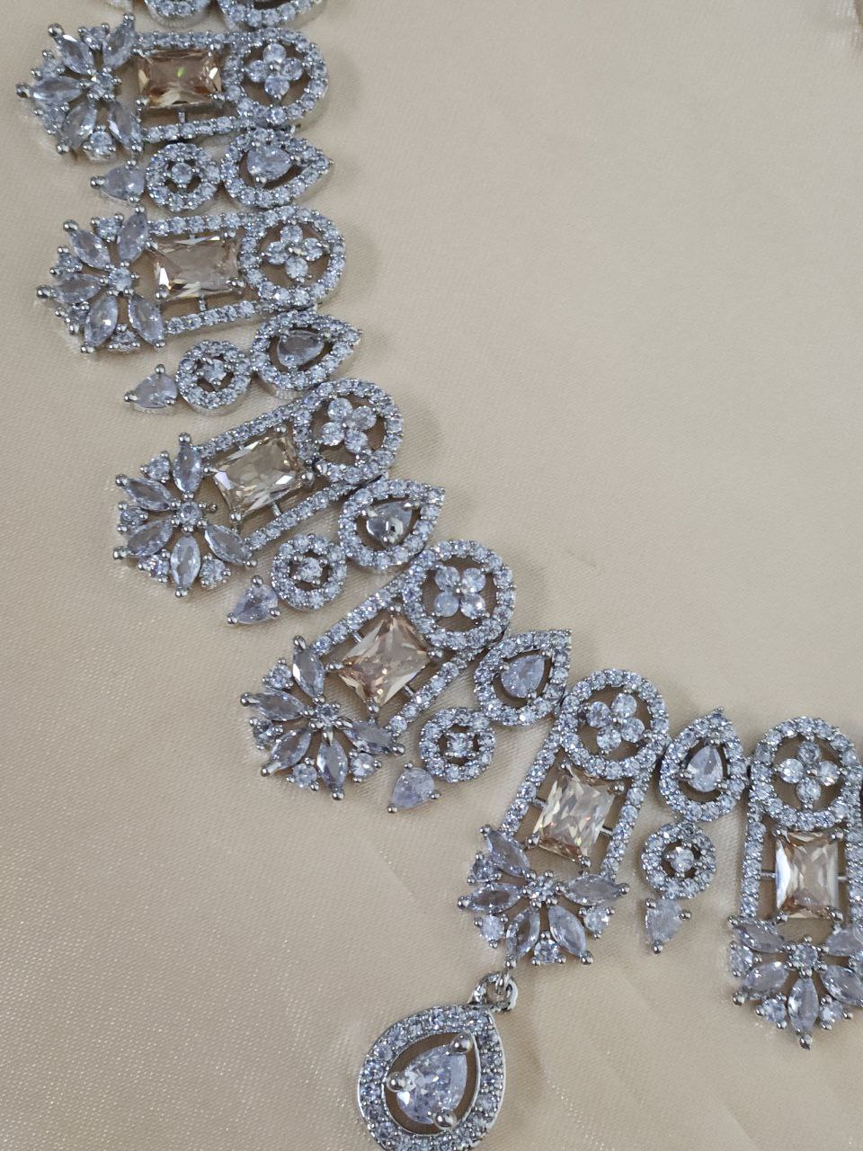 Champagne Silver AD Necklace