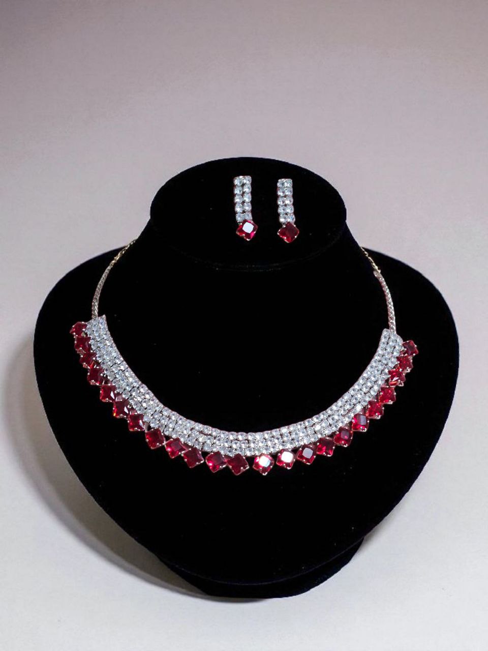 Diamond-Shape Red AD Necklace