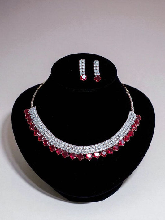 Diamond-Shape Red AD Necklace
