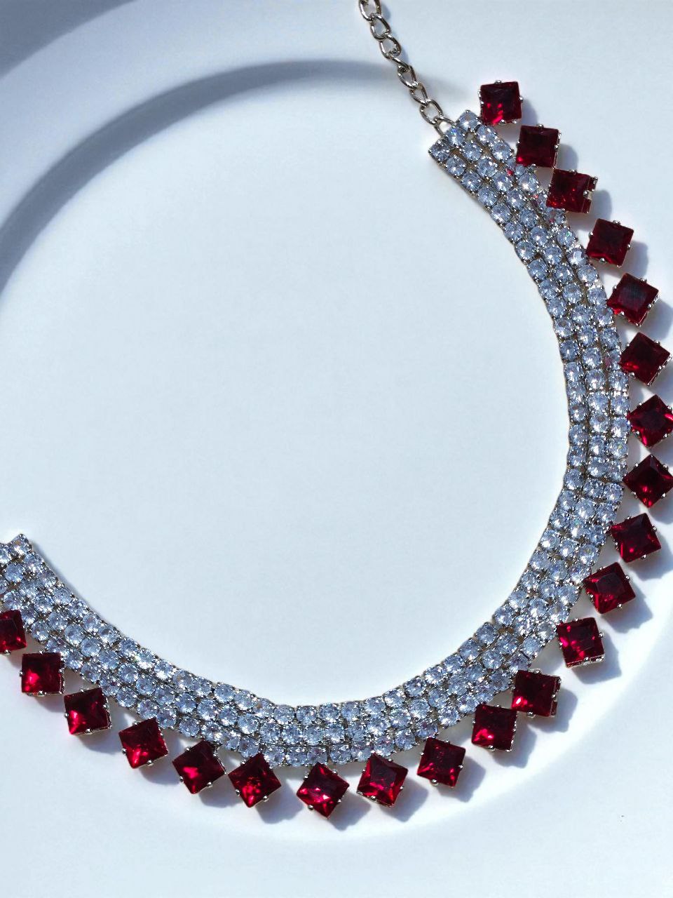 Diamond-Shape Red AD Necklace