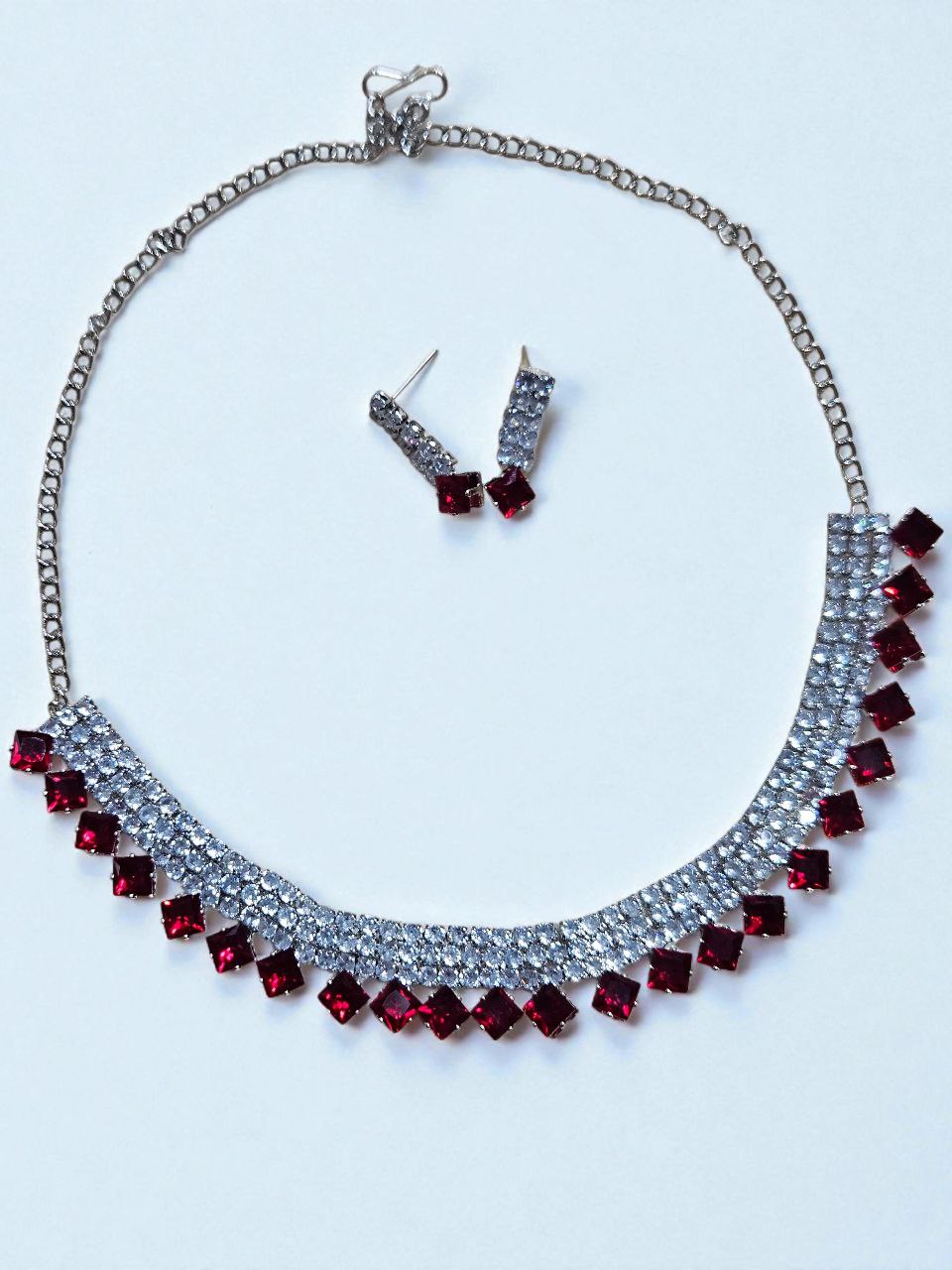 Diamond-Shape Red AD Necklace