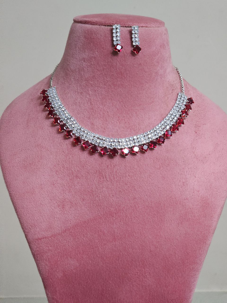 Diamond-Shape Red AD Necklace