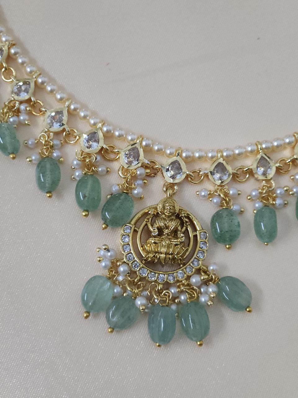 Premium Mint Green Temple AD Necklace