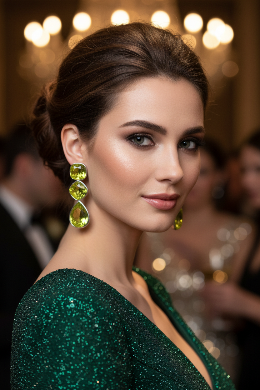 Green Swarovski Celebrity Premium Earrings