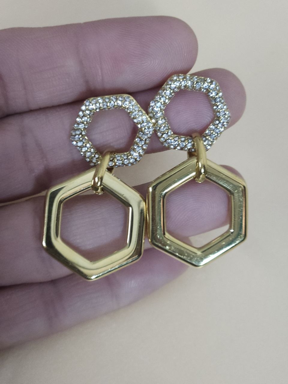Gold AD Western Hexagon Earrings