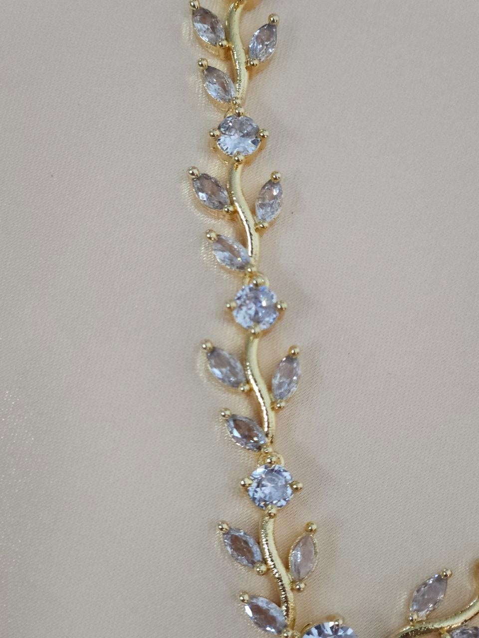 Solitaire Leaf Pattern Western AD Necklace