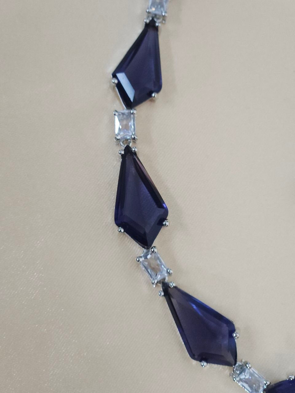 Purple Designer Diamond Shape AD Choker Necklace
