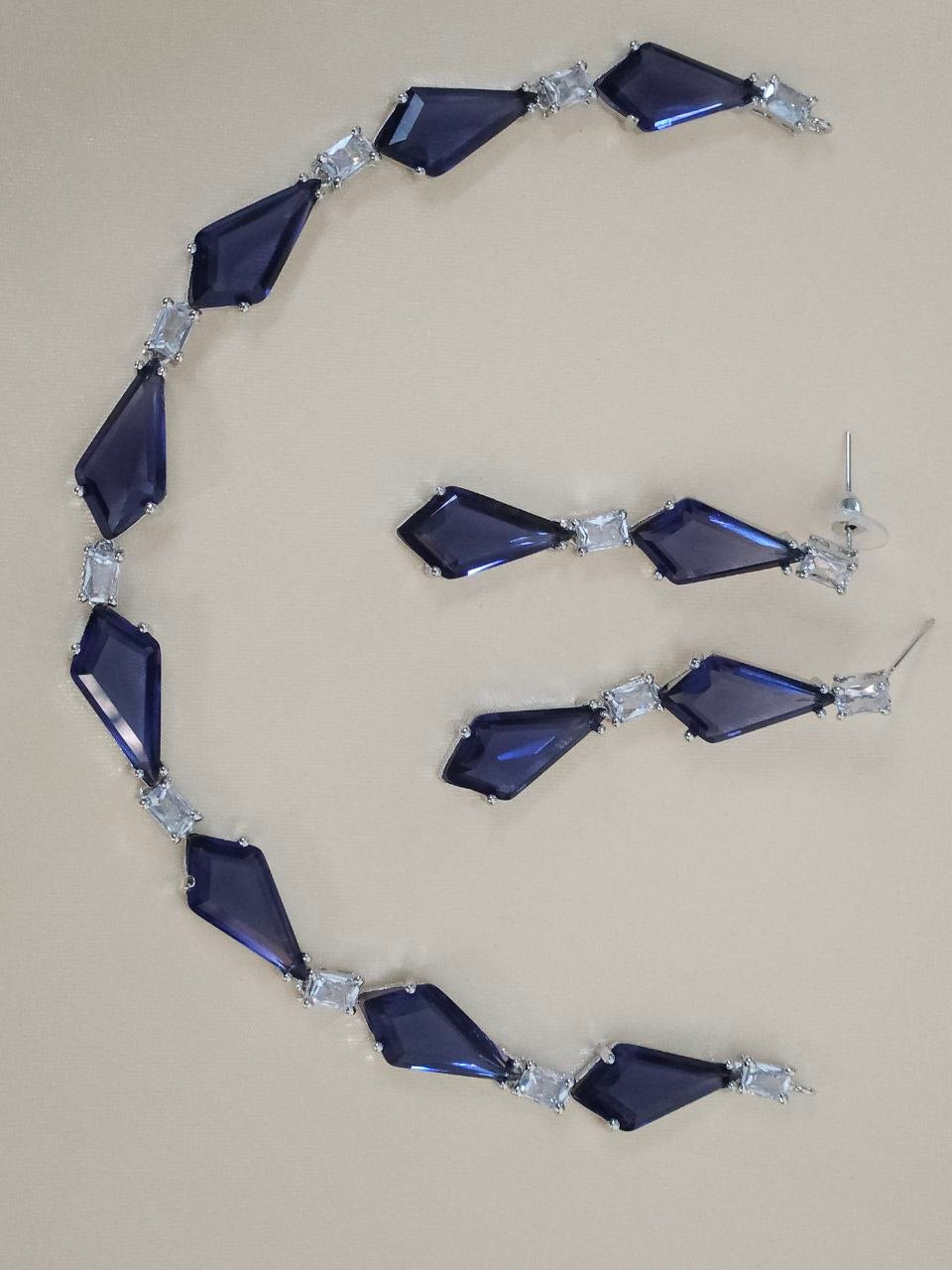 Purple Designer Diamond Shape AD Choker Necklace