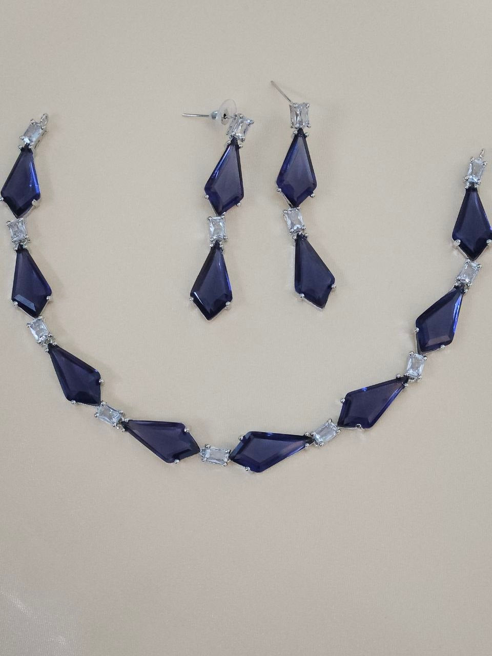 Purple Designer Diamond Shape AD Choker Necklace