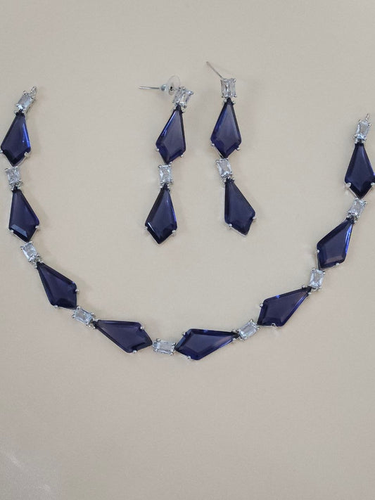 Purple Designer Diamond Shape AD Choker Necklace