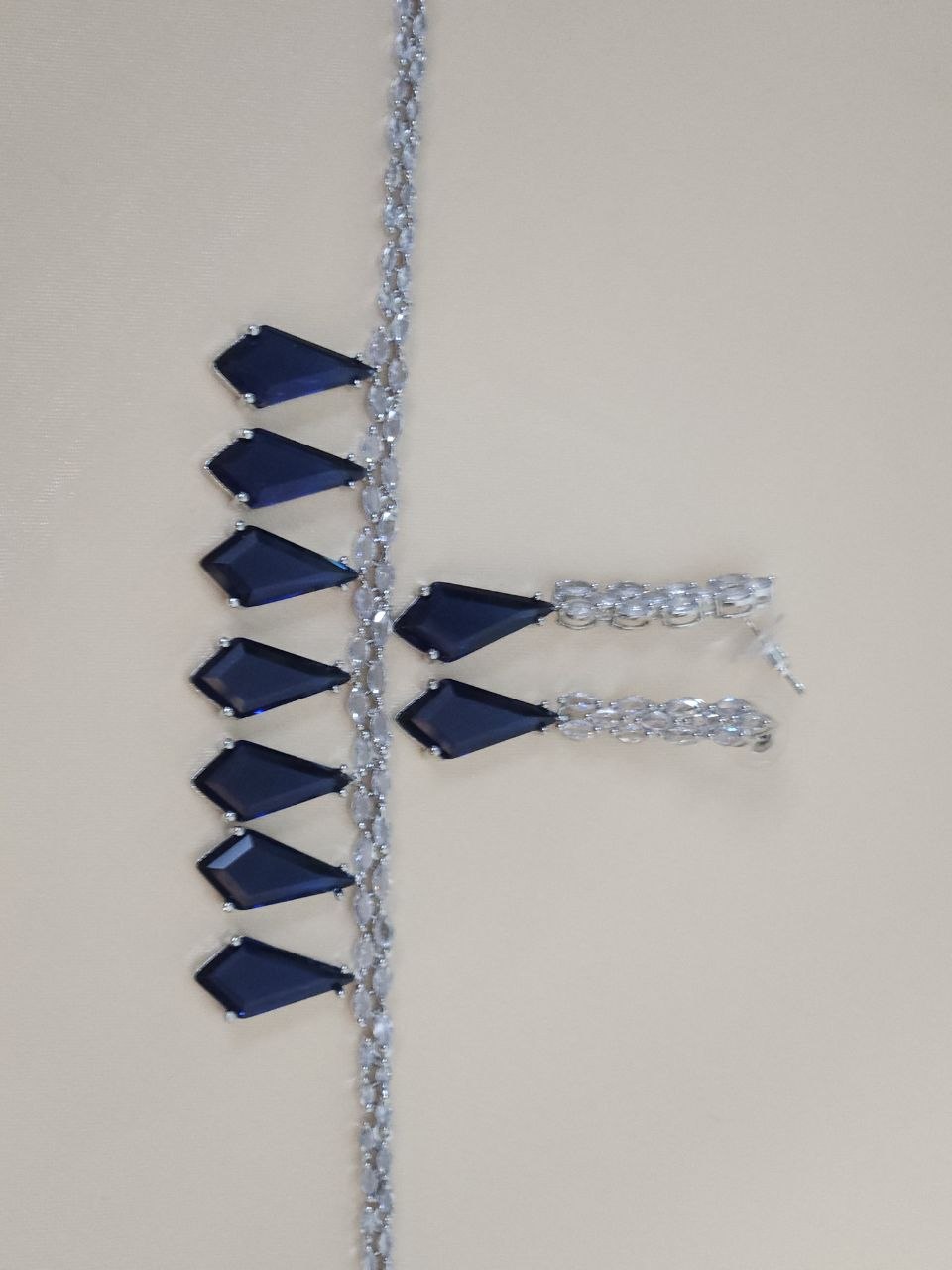 Blue Diamond Shape Designer AD Necklace