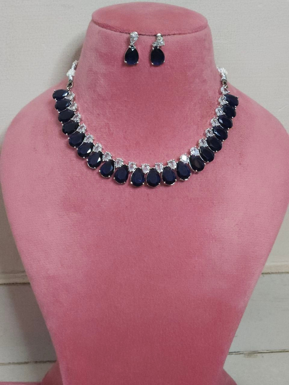 Blue Drops Statement AD Necklace