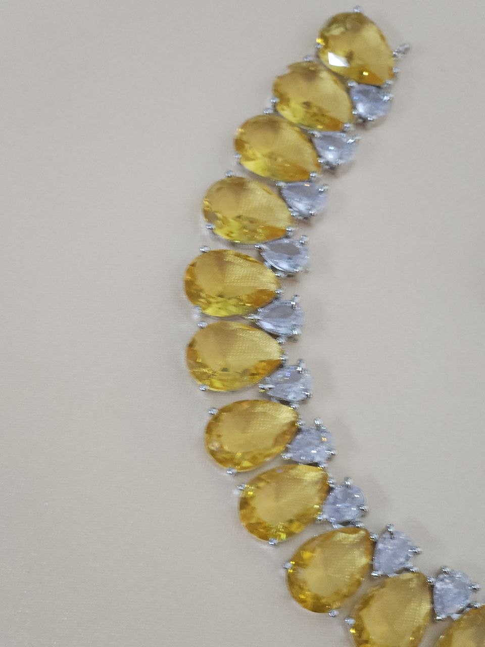 Yellow Drops Statement AD Necklace