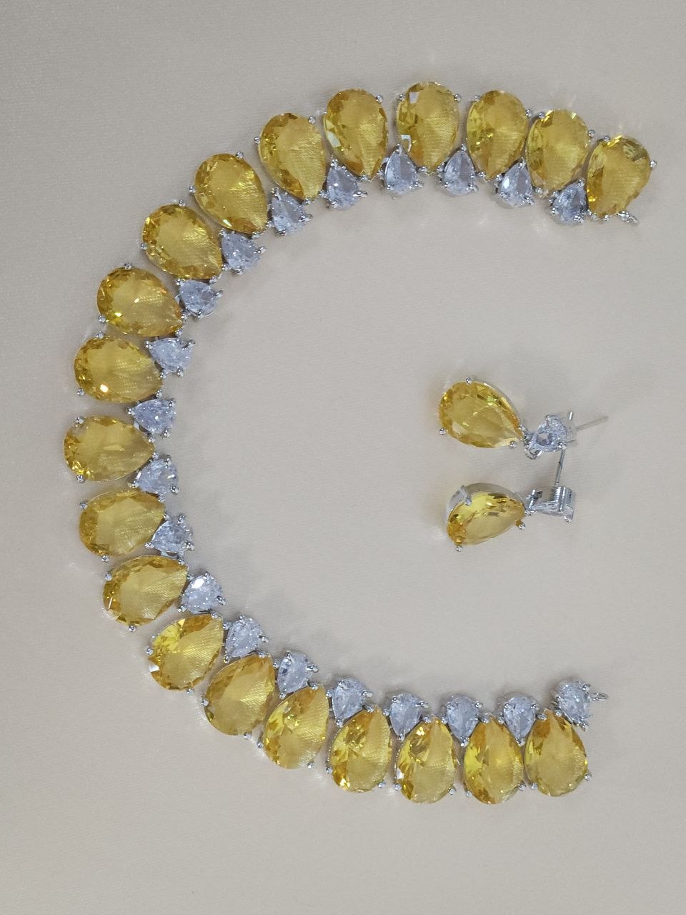 Yellow Drops Statement AD Necklace
