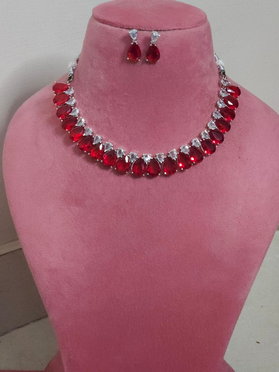 Red Drops Statement AD Necklace