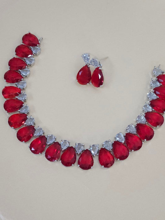 Red Drops Statement AD Necklace
